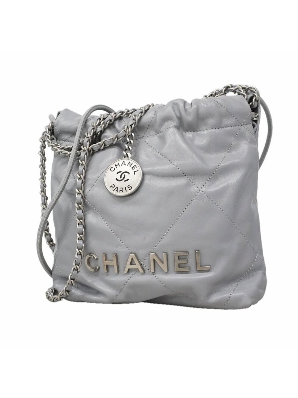 Chanel Shoulder Bag Gray Silver